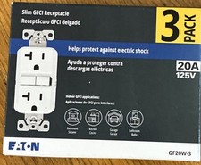 NEW Eaton GF20W 3 PACK White GFCI Decorator Outlet Receptacle 20A 125V, Lot of 3