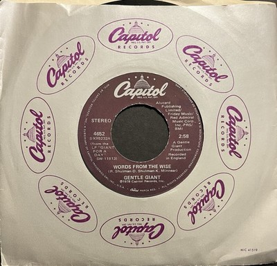 GENTLE GIANT - Words From The Wise / Spooky Boogie 45rpm 1978 Stock Copy Prog