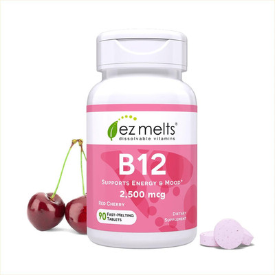 Dissolvable B12 2,500 Mcg - Vitamin B12 for Energy & Immune Support - Non-Gmo, V