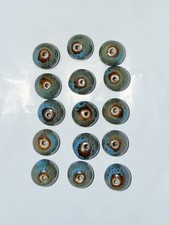 Loose 15 Blue/Brown Ceramic/Porcelain 14mm Round Beads