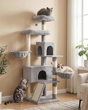 Feandrea Cat Tree, 68.5-Inch Tall Cat Tower, Multi-Level Plush Condo with Large