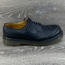 VTG Dr Doc Martens 10 Black Leather Oxford Wingtip Shoes Chunky Grunge England