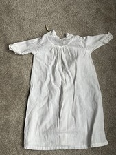 vintage / antique handmade white cotton christening gown / nightgown, embroidery
