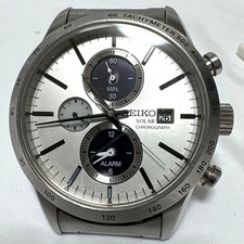 SEIKO V172-0AP0 Chronograph Solar Quartz Silver Dial Unisex Wristwatch