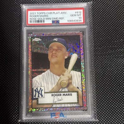 2021 Topps Chrome Platinum Roger Maris Rose Gold Mini Dmd Refractor /75 PSA 10