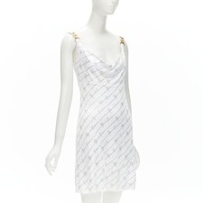 Runway VERSACE Gianni Signature white silver crystal Medusa dress IT44 L
