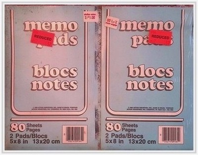 NOS Action Industries Memo Pads - 1985 - Made in Brazil - Sealed Pastel Blue