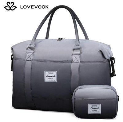 LOVEVOOK Gradient Gym Bag Weekender with Small Pouch, Carry Luggage Gray