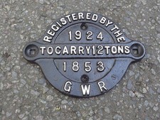 GWR Wagon Registration Plate Worksplate Carriage Great Western Steam Railway