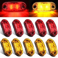 10 Pcs 2.5 Inch LED Trailer Lights 2 Diode Waterproof LED Trailer Amber, Red