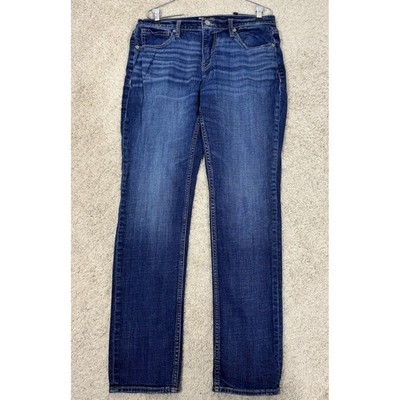 BKE Men's Ethan Straight Leg Dark Wash Jeans Sz 34x32 Whiskered Stretch Western