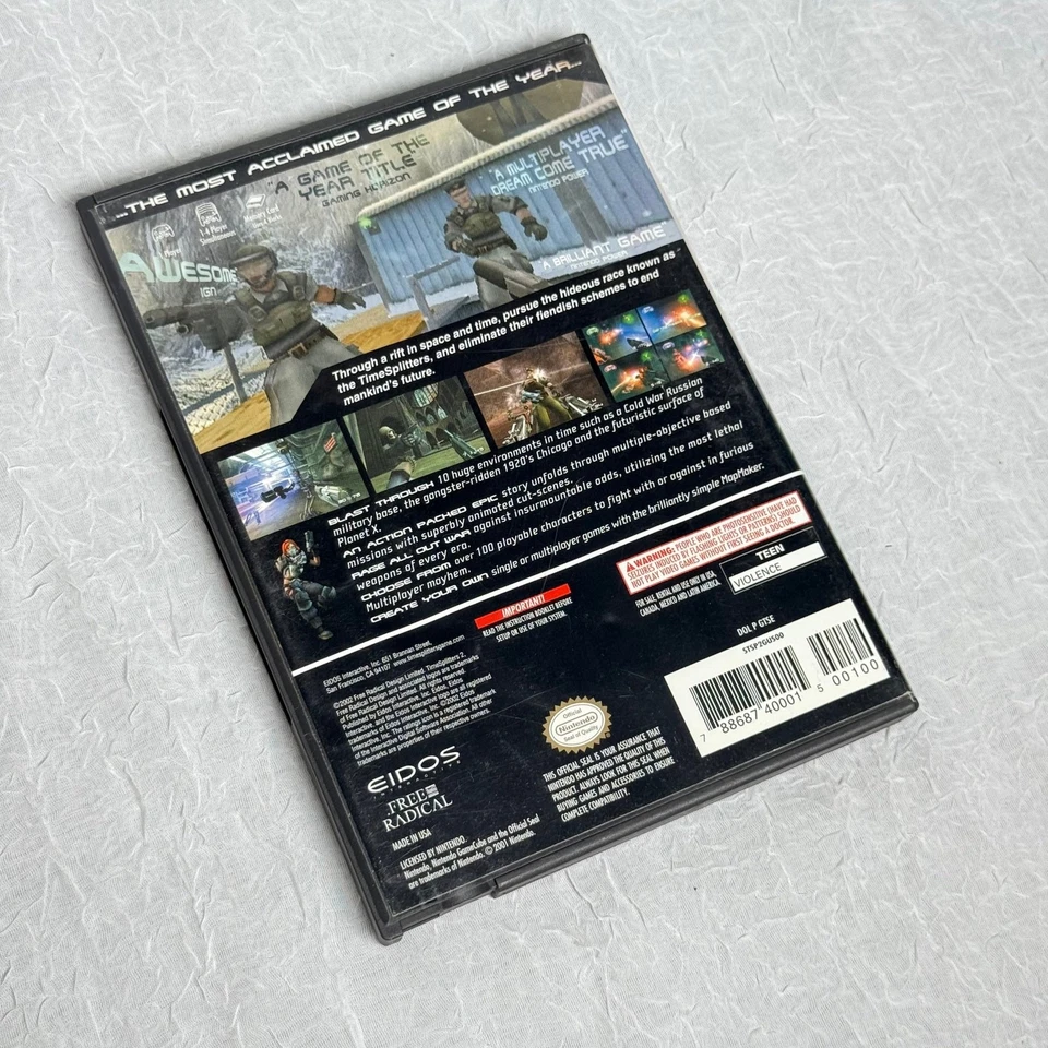 TimeSplitters 2 (Nintendo GameCube, 2002) CIB Complete w/ Manual – Tested Works - Image 3 of 4