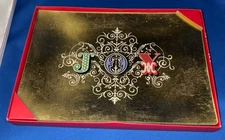 Christmas Holiday Themed Glass Serving Tray Platter “ JOY”  7 By 10 NIP