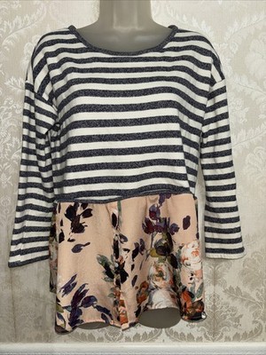 Anthropologie Postmark Cotton Blend 3/4 Sleeve Pullover Top Size M