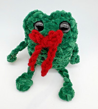 Handmade Crochet Leggy Green Frog Small Plush Stuffed Animal