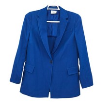 Akris Punto Women's 100% Virgin Wool Single Button Blazer Blue Size 12