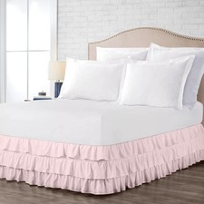 Luxury Multi-Ruffle Bed Skirt - 100 Cotton 800 TC Elastic Dust Ruffles with