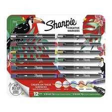 Sharpie Creative Markers Brush & Bullet Tips Assorted Colors 12 Ct