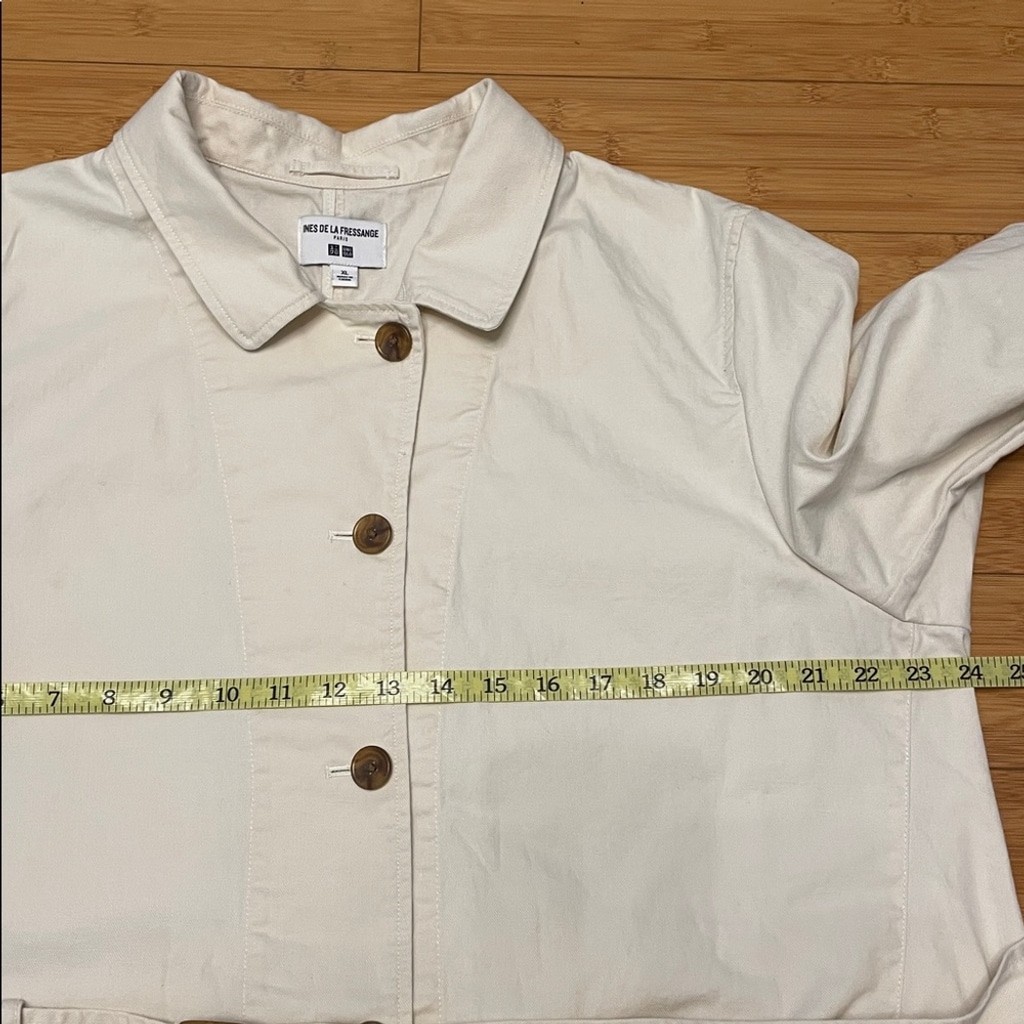 INÈS DE LA FRESSANGE X UNIQLO Trench Coat Size XL Cream Button Up Belt Pockets thumbnail 13