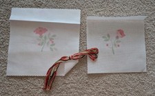 Lot of 2 Printed Aida Cross Stitch Embroidery FLORAL FLOWER Designs