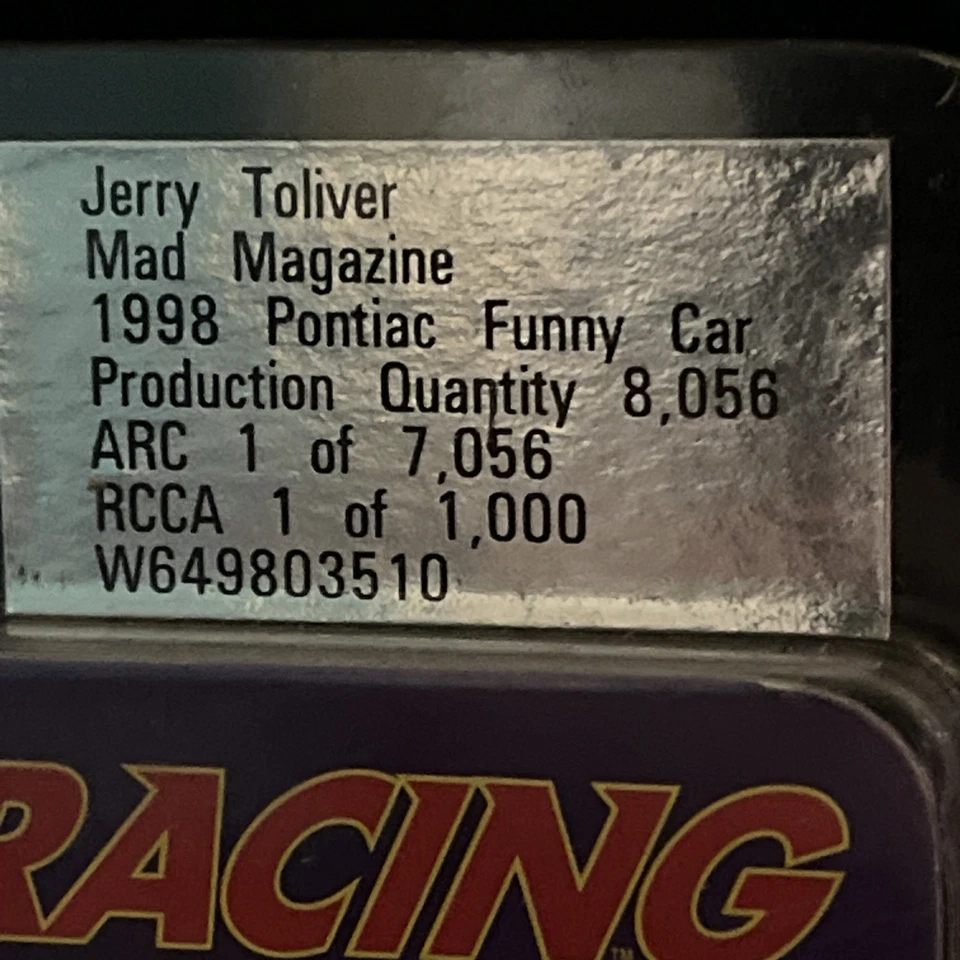 Jerry Toliver MAD Magazine 1998 Pontiac Funny Car 1998 Action 1:64 - Imagem 3 de 4