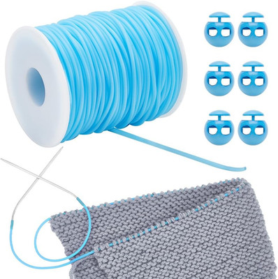 55 Yards Stitch Keeping Cords, 2Mm Hollow Rubber Tubing Knitting Barber Cord Sti