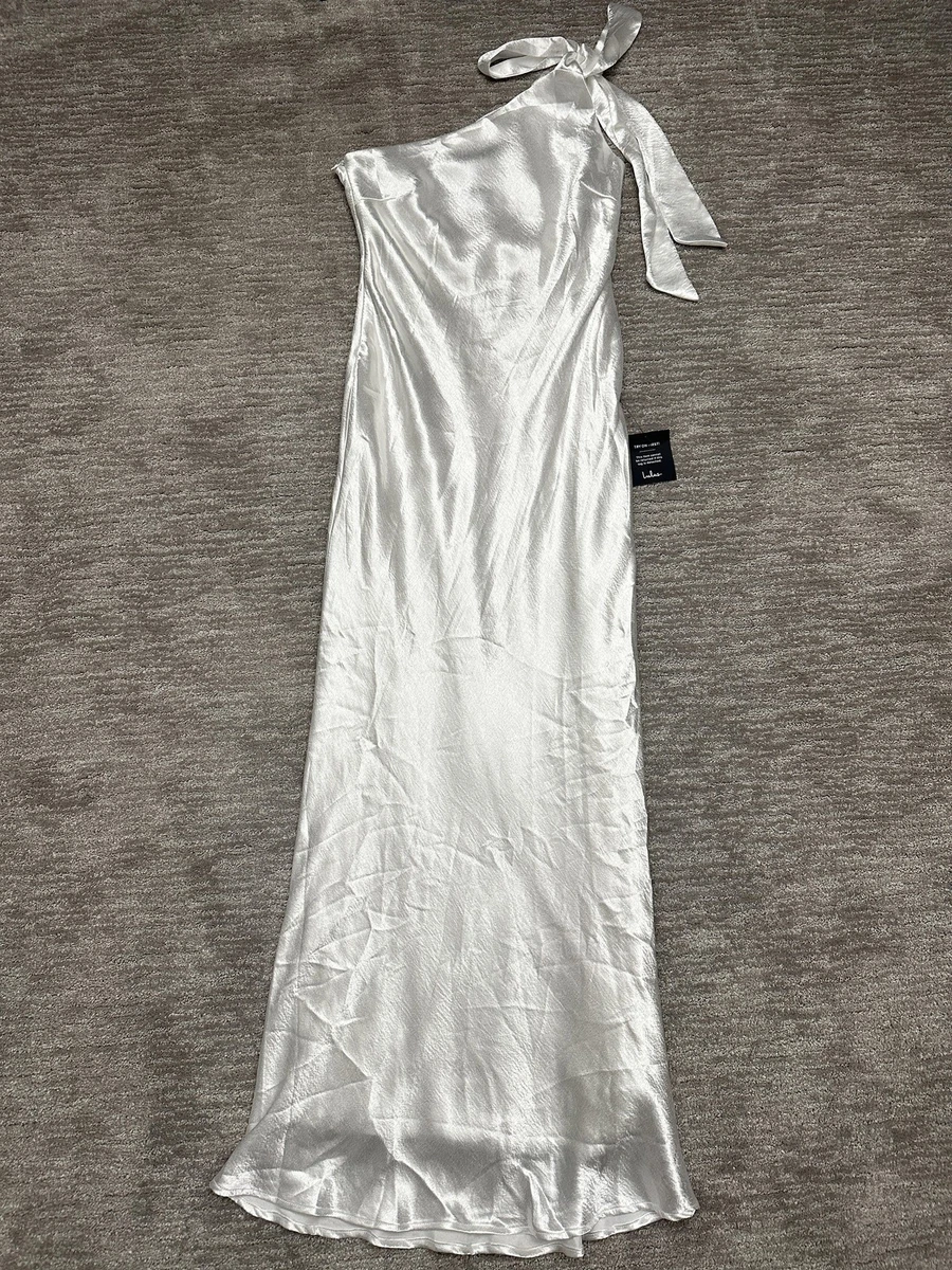 chinese dress ladies LOOBIS Women's Casual 2024 White Cami Dress Crepe Neck Maxi Dress, X-Small  at Amazon Women's Clothing store