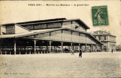 Ak Paris XIX Buttes Chaumont, Viehmarkt, Große Halle - 4271245