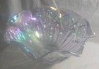 Vintage L. E. Smith Handmade Iridescent Clear Carnival Glass Deep Serving Bowl