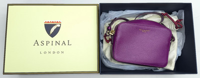 Aspinal of London Lila Leder Kamera Umhängetasche Neu & Originalverpackt