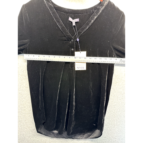 NYDJ Womens Blouse Top Velvet V-Neck Size Extra Small Black Long Sleeve NWT - Afbeelding 3 van 9