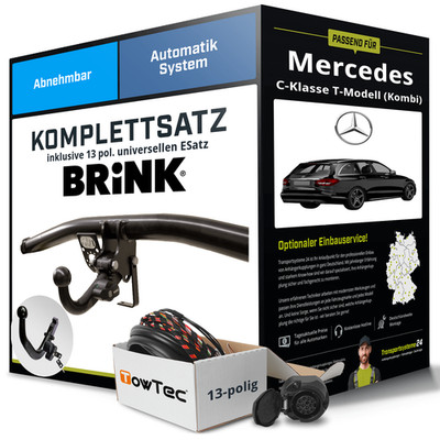 Für MERCEDES C T-Modell S204 Anhängerkupplung abnehmbar +eSatz 13pol uni 07- NEU