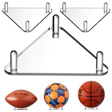 3-Pack Acrylic Football Stand, Basketball Stand with Stainless Steel Rods, So...