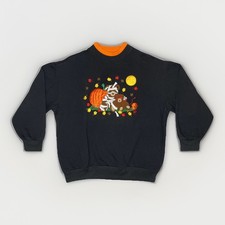 Vintage Halloween Grandma Sweatshirt Double Collar Pumpkin Bear Mummy Devil Sz L