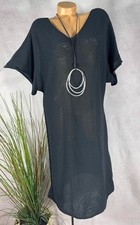 Strick Tunika Loose Fit  Italy Kleid Long Pullover SCHWARZ 38 - 44