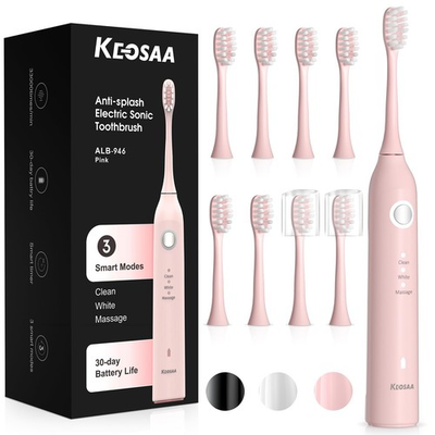 #ad Sonic Vibrating Toothbrush with Pressure Sensor Pink Electric Toothbrush wit... $23.69