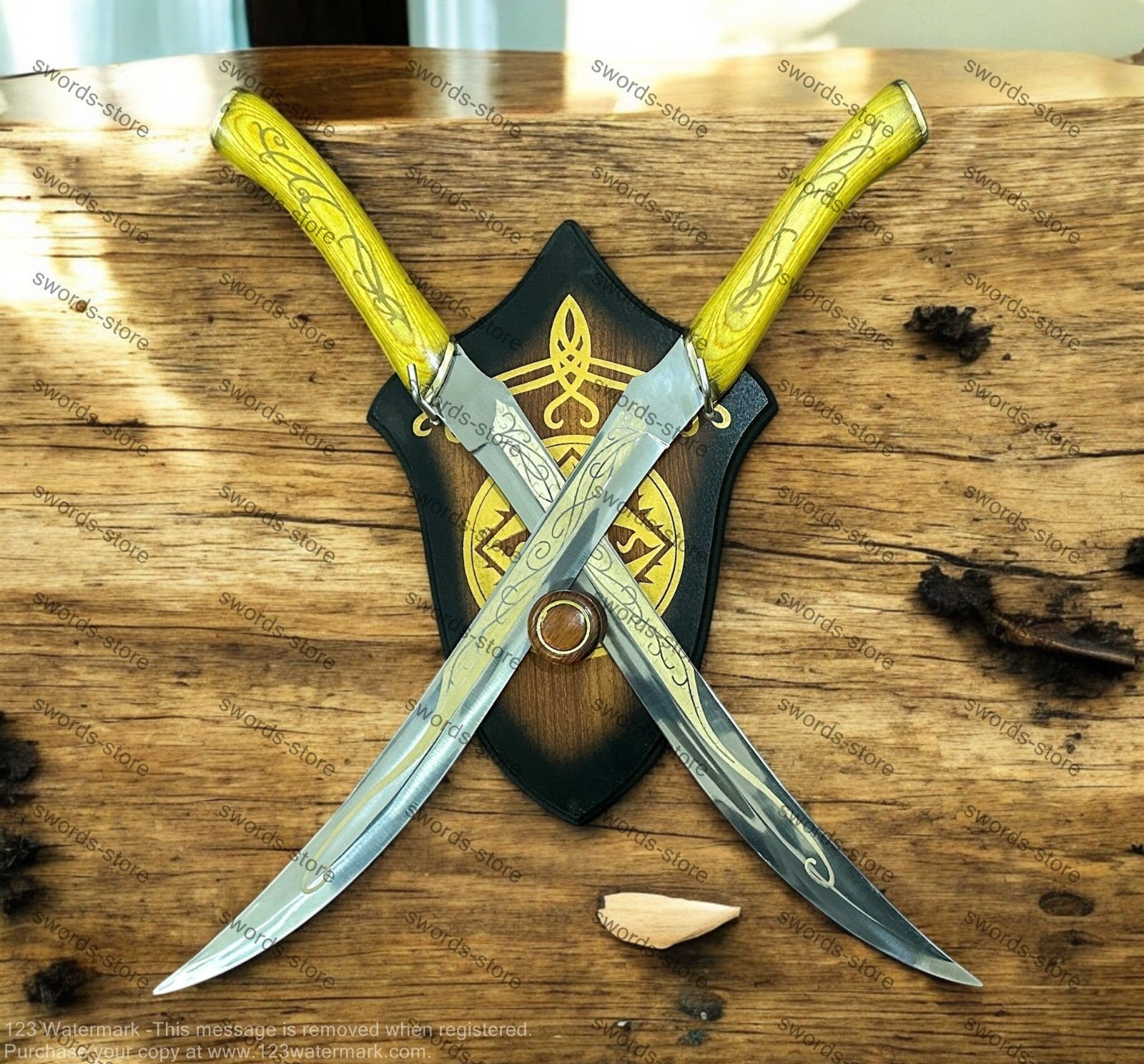 Espadas gemelas Legolas con placa de montaje LOTR Narsil Anduril decoración para juegos regalo