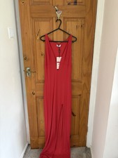 Oh Polly Long Red Evening Dress with Side Slit Size 10 Brand New