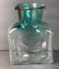 Vintage Blenko Art Glass Teal Double Spout Bottle Vase Mid Century