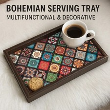 Bohemian Style Wooden Tray  for Desktop Foyer Decoration Home Storage