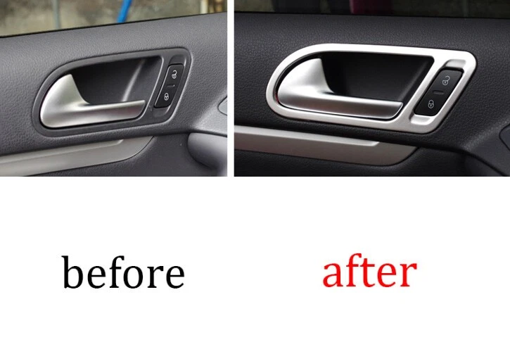 Interior Door Handle Cover Trim Fit For Volkswagen Tiguan 2010-2016 Silver ABS - image 4 of 4