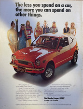1972 Vintage Magazine Advertisement Honda Coupe