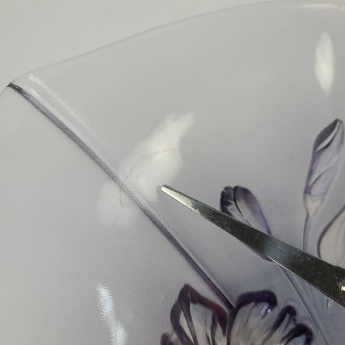 Tazón de fruta Mikasa 13" cristal Walther Alemania Occidental calipso vidrio esmerilado floral - Imagen 9 de 12