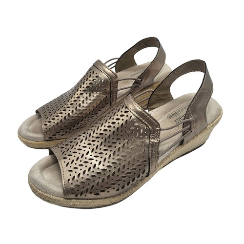 Earth Spirit Perforated Leather Espadrille Wedge Sandals Bronze Women's 8 - Bild 6 von 10