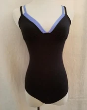 Gilda Marx 7161001 Black & Blue Women's LG Double Strap Criss Cross Back Leotard