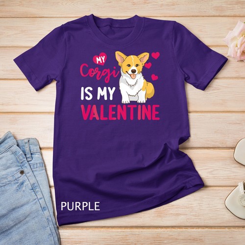 Funny Corgi Is My Valentine Dog Lover Dad Mom Boy Girl T-Shirt Unisex T-shirt - Picture 9 of 15