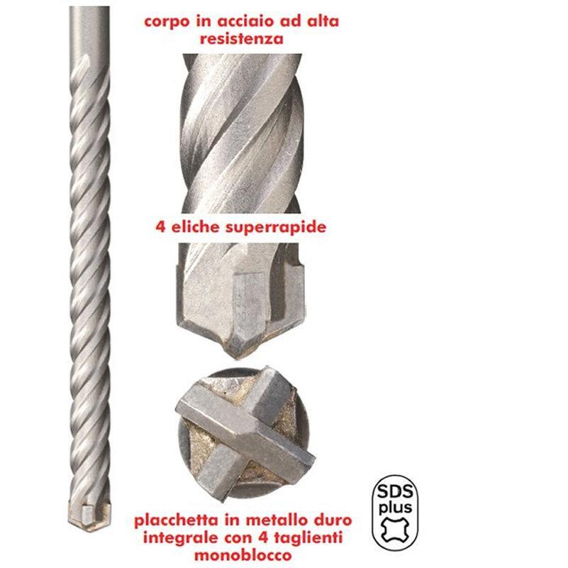 PUNTA SDS PLUS 4 TAGLIENTI 18X600MM - MURO CEMENTO  PRSDSPLUS18X600/4 RIBITECH
