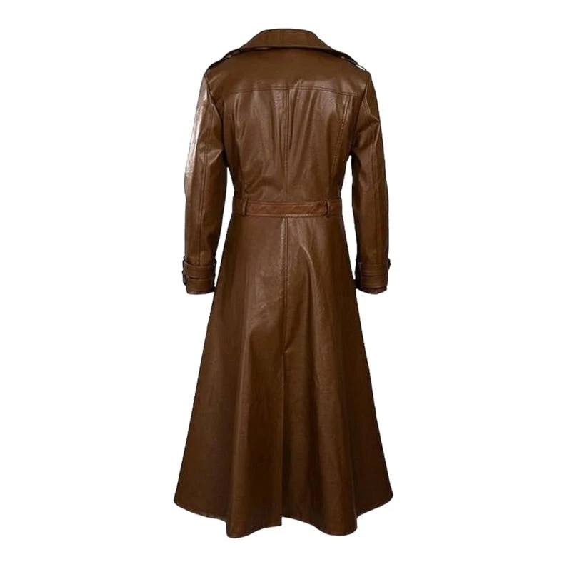 Brown X-Men Gambit Faux Leather Cosplay Coat, Halloween Hero Costume Trench Coat - Image 3 of 4