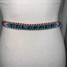 Vintage Beaded and Leather Colorado Belt Women s Medium 34 Inches Southwest