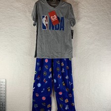 NBA Basketball Ultra Game Pajama Set Boys 7 Heather Gray Blue Sleepwear S7896